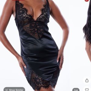 Lace trim mini dress